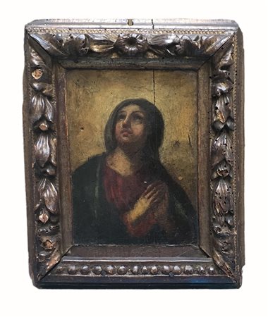 Ignoto del secolo XVII, "Madonna orante" olio su tavola (cm 15x11) in cornice...
