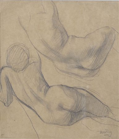 Carlo Wostry Trieste 1865-1943 "Studio di figure" cm. 24x21 - disegno su...