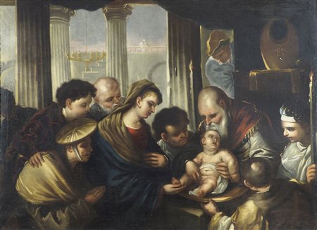 Ambito di Luca Giordano 1632-1705 "Circoncisione di Cristo" cm. 86x116 - olio...
