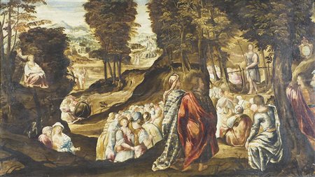 Ambito di Lambert Sustris 1515-post 1560 "Predica del Battista" cm. 49x85 -...