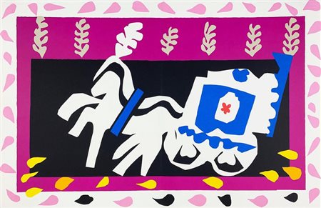 Henri Matisse PIERROT 1947 litografia a colori da papier-gouache decoupè, cm...
