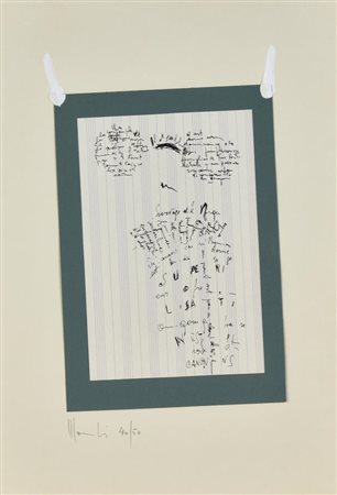 Aldo Mondino SENZA TITOLO serigrafia, foglio cm 49x34 sul fronte: firmato e...