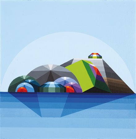 Keizo Morishita 1944 - 2003 Arcipelago, 1976 Acrilico su tela 20.5 x 20.5 cm...