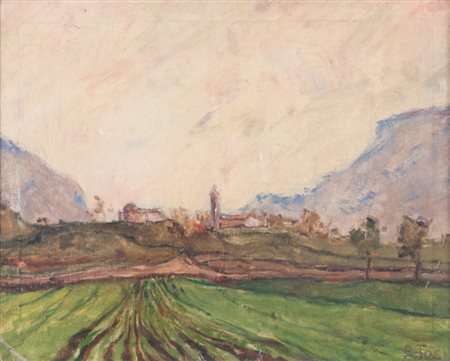 ARTURO TOSI (1871-1956) Paesaggio di Songavazzo (prima metà anni '30)olio su...