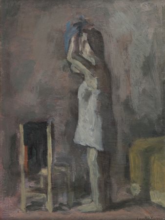 DOMENICO CANTATORE (1906-1998) Donna al bagno olio su tavola cm 35x26firmato...