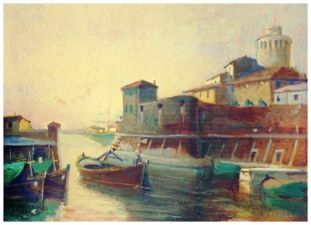 DINO BANCHELLI Livorno 1903 – Livorno 1974 Senza titolo Olio su tavola 38,5 x...