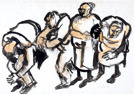 Vincenzo Gaetaniello, Anziani China e acquarello su carta, cm 50x70