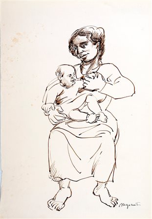 Renato Marino Mazzacurati, Maternità Anni '40 China su carta, cm 48x33
