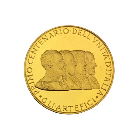 Centenario Unità d'Italia.Medaglia 1961 in oro, opus Giampaoli (mm. 26). FDC.
