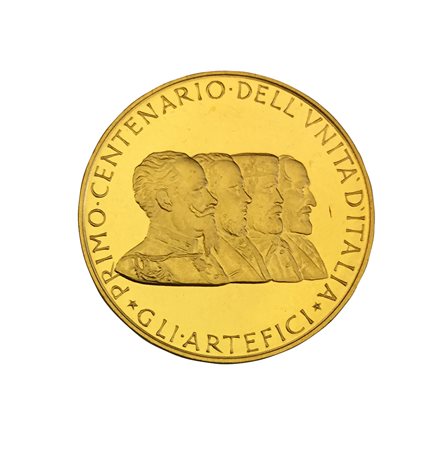 Centenario Unità d'Italia.Medaglia 1961 in oro, opus Giampaoli (mm. 22). FDC.