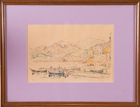 Paul Signac (Parigi 1863 – 1935), “Port de peche en corse”. Litografia a...