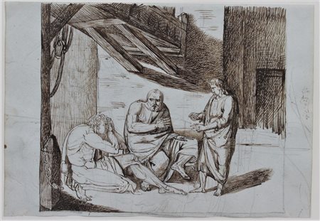 GIOVANNI FONTANA (Genova 1795-1845) "San Pietro in carcere" Inchiostro bruno...