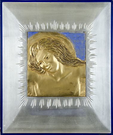 Aligi Sassu Milano 1912-2000 "Cristo del Giubileo" cm. 29x26 - bassorilievo...