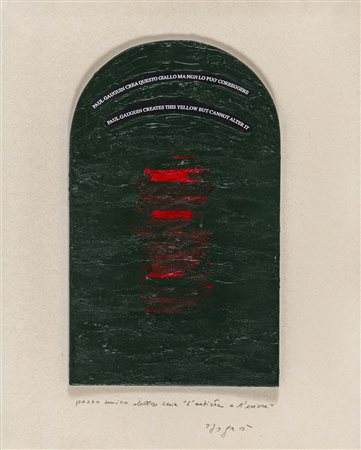 EMILIO ISGRO' (1937) L'artista e l'errore 1988 Olio e collage su cartone...