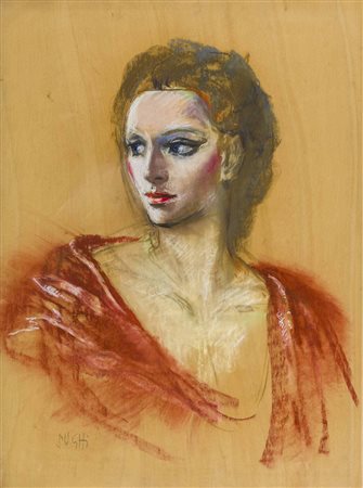 ALBERTO SUGHI (1928 - 2012) Volto di donna Pastello su tavola 80 x 59,5 cm...
