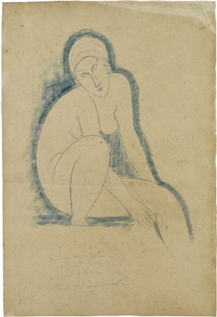 Amedeo Modigliani, Livorno 1884 - Parigi 1920, Nudo seduto, 1913-14, Matita e...