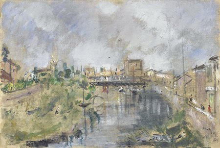 Filippo de Pisis, Ferrara 1896 - Milano 1956, Il Ponte di Tiberio a Rimini,...