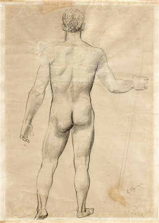 Achille Funi (Ferrara 1890 - Appiano Gentile 1972)"Nudo maschile" 1930matita...