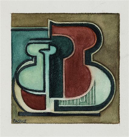 Mario Radice (1898-1987) Senza titolo tempera su carta, cm 10x10 firmato in...