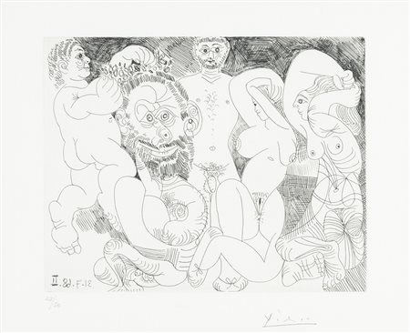 Pablo Picasso 1881 - 1973 Senza titolo (31.7.68 II) - 1968 tecnica Multiplo,...