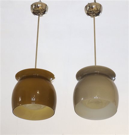 Venini: coppia di lampade a sospensione in vetro, modello 800.2, Anni '60. H....
