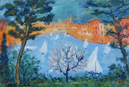 CASCELLA MICHELE (Ortona 1892 - Milano 1989) "Portofino" Olio su tela cm. H:...