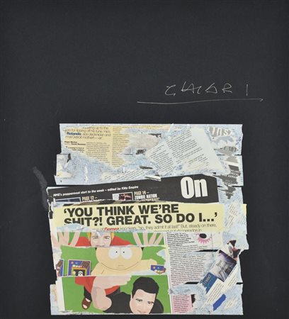 Giuseppe Chiari Senza titolo collage su cartoncino, cm 54,5x50 sul fronte:...