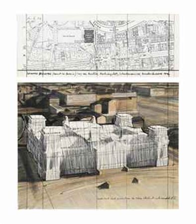 Christo (N. 1935) Wrapped Reichstag (project for Berlin) firmato e datato...