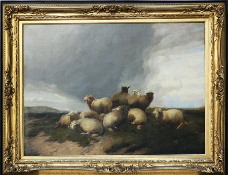 COOPER THOMAS SIDNEY (1803 - 1902) Gregge in un paesaggio. Olio su tela. Cm...