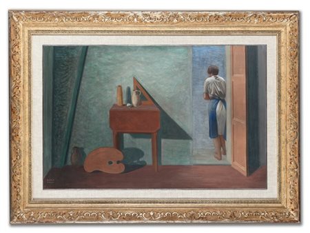 Mario Tozzi "Il balcone" 1934
olio su tavola
cm 46,3x73,3
Firmato in basso a sin