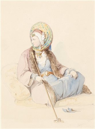 Amedeo Preziosi "L'odalisca" 1850
acquerello su carta (cm 27x19)
Firmato e datat