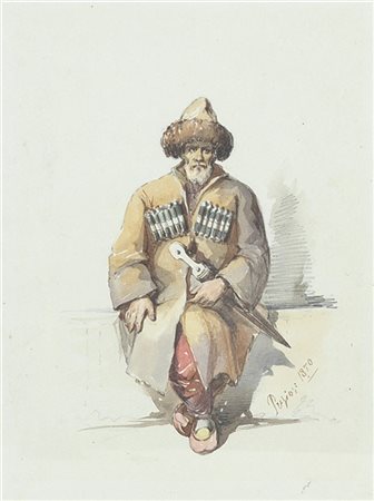 Amedeo Preziosi "Il veterano" 1850
acquerello su carta (cm 27x19)
Firmato e data