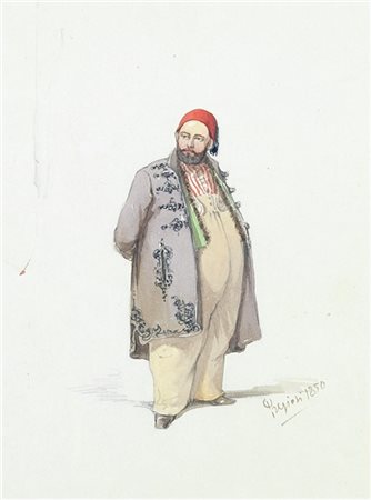 Amedeo Preziosi "Uomo turco col fez" 1850
acquerello su carta (cm 27x19)
Firmato