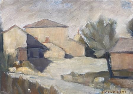 COCCHETTI CAMILLO Milano (Mi) 1922 Paesaggio Olio su tela 46,00x33,00