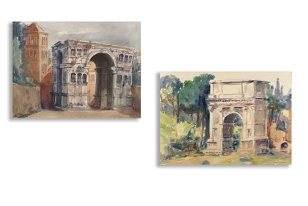 ALBERT COEN Stati Uniti 1924 Arco di Giano - Arco di Tito - Roma, coppia di...