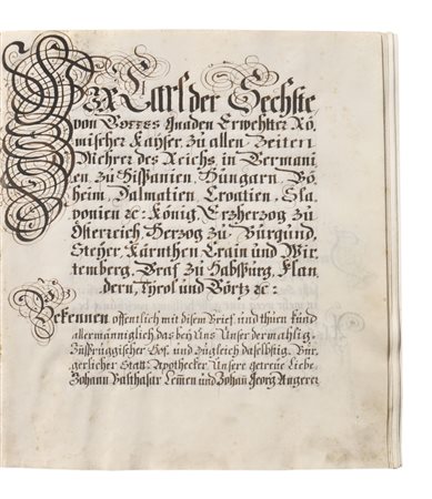 Lettera di privilegio imperatore Carlo VI., 1727;ai farmacisti Johann...
