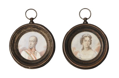 Miniature dell’imperatore Francesco I (II) d’Austria , 1830;e di sua moglie...