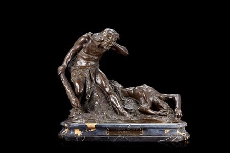 Augusto Rivalta "La prima morte" 
scultura in bronzo (cm 42x36x30) poggiante su