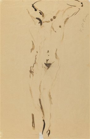 Filippo De Pisis Nudo maschile, anni '30 china su carta cm 31x20 firmato in...