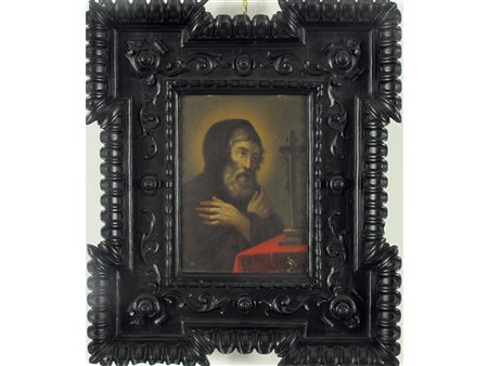 Anonimo (XVIII secolo) San Francesco di Paola Olio su rame Misure 27x20 cm