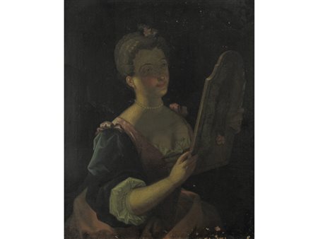 Anonimo (inizio XIX secolo) Dama allo specchio Olio su tela Misure 82x64 cm