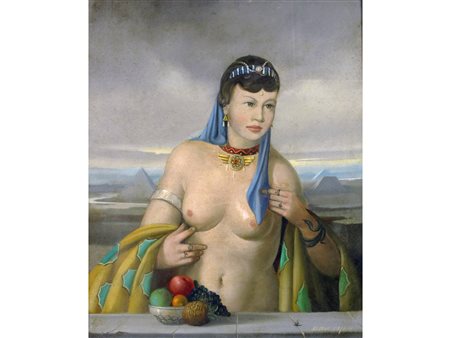 Adriano Gajoni (Milano 1913-1965) Cleopatra Olio su tavola Firmato Misure...