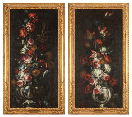 Scuola dell'Italia settentrionale, inizi secolo XVIII - Trionfi di fiori in un vaso (en pendant)