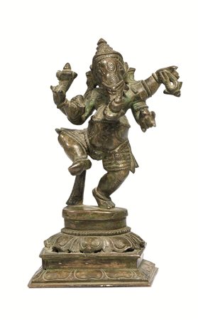 Scultura, India del sud , sec. XVIII - XIX, in bronzo, raffigurante Ganesh,...