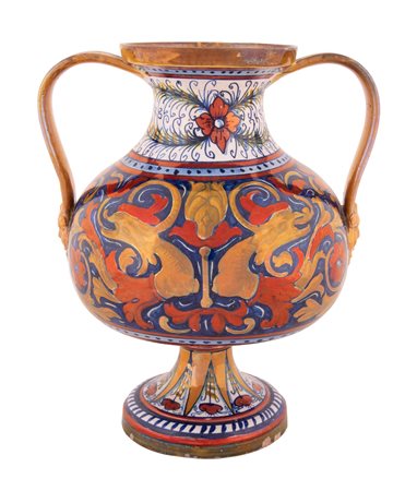  
Anfora in ceramica a lustro Gualdo Tadino Società Mastro Giorgio inizi XX secolo
 altezza cm 30