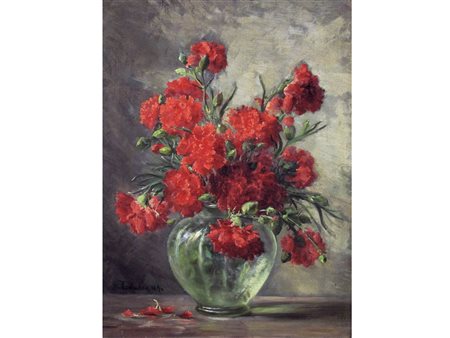 Clara Lobedan (German 1840-1918) Vaso di fiori Olio su tela Firmato e datato...