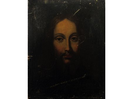 Scuola lombarda XVII secolo Volto di Cristo Olio su tela Senza cornice Prima...