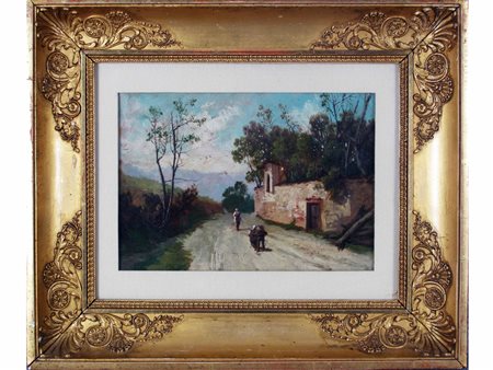 Silvio Poma (Trescore Balneario 1841-Turate 1932) Paesaggio Olio su...