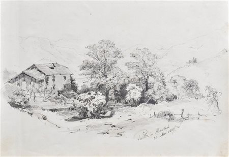 Karl Vinzenz Moser (Bozen/Bolzano 1818 - 1882) Paesaggio a Aslago/Bolzano,...