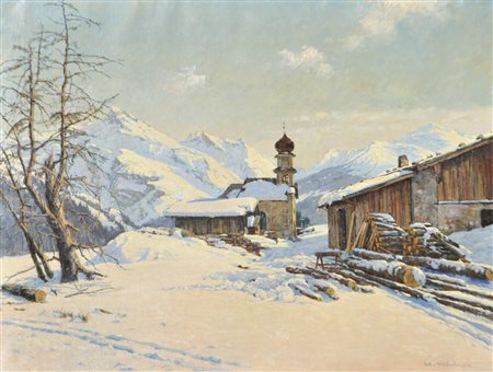 Max Märtens (Braunschweig 1887 - Chiemsee 1970) Inverno nella valle...